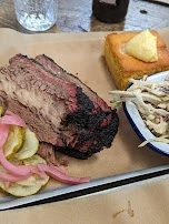 Grass-Fed Beef Brisket 2 Serves Cornbread Coleslaw Dill Pickle Slices